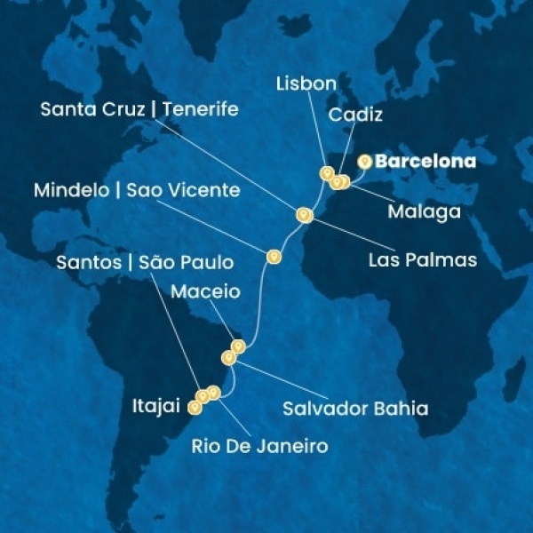 Costa Diadema - Spanyolország, Portugália, Kanári-szigetek, Zöld-Foki Köztársaság, Brazília