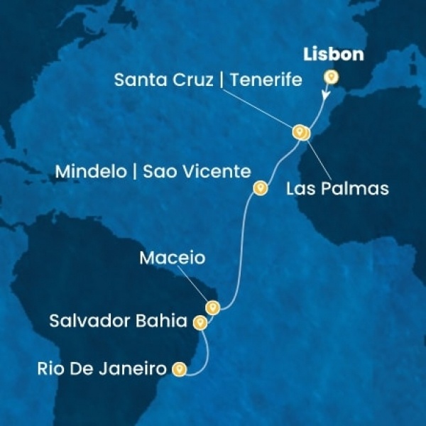 Costa Diadema - Portugália, Kanári-szigetek, Zöld-Foki Köztársaság, Brazília