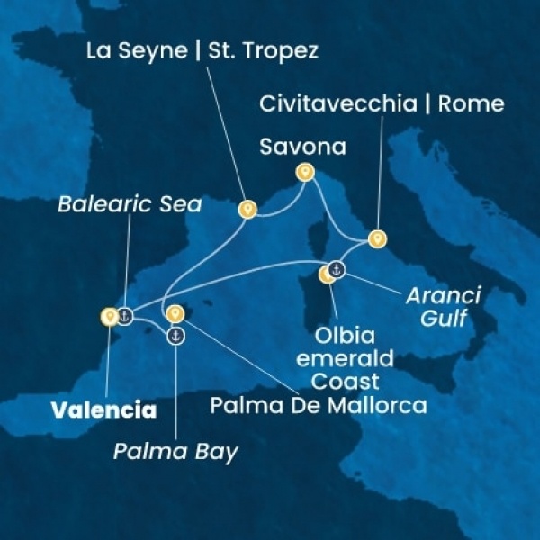 Costa Pacifica - Spanyolország, Olaszország, Franciaország, Baleár-szigetek
