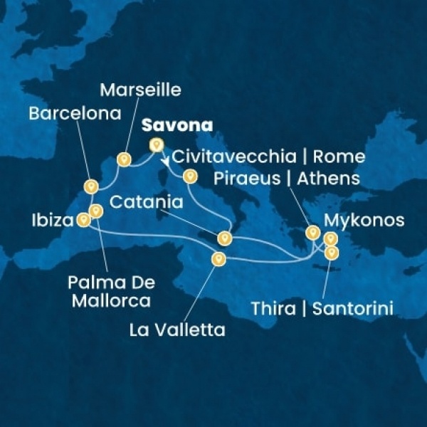 Costa Serena - Olaszország, Görögország, Málta, Baleár-szigetek, Spanyolország, Franciaország