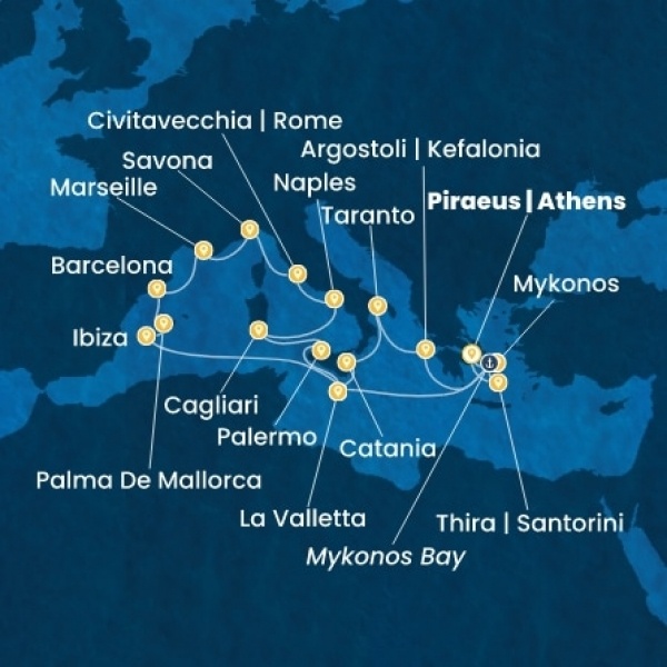 Costa Serena - Görögország, Málta, Baleár-szigetek, Spanyolország, Franciaország, Olaszország