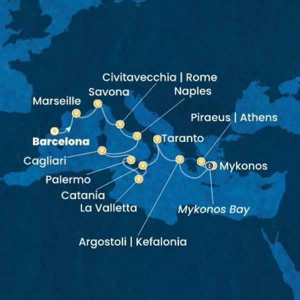 Costa Serena - Spanyolország, Franciaország, Olaszország, Málta, Görögország