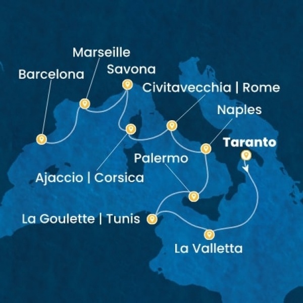 Costa Fascinosa - Málta, Tunézia, Olaszország, Corsica (France), Franciaország, Spanyolország