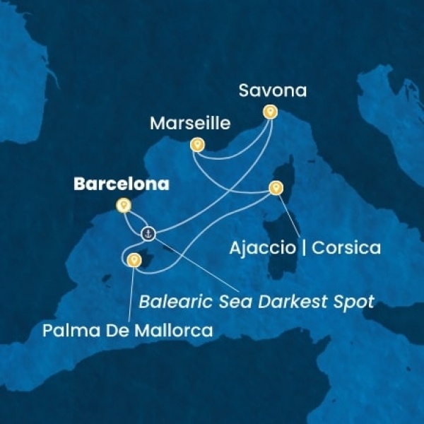 Costa Favolosa - Spanyolország, Baleár-szigetek, Corsica (France), Franciaország, Olaszország