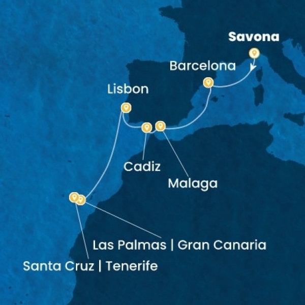 Costa Diadema - Olaszország, Spanyolország, Portugália, Kanári-szigetek