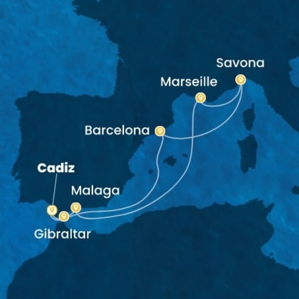Costa Diadema - Spanyolország, Gibraltár, Franciaország, Olaszország