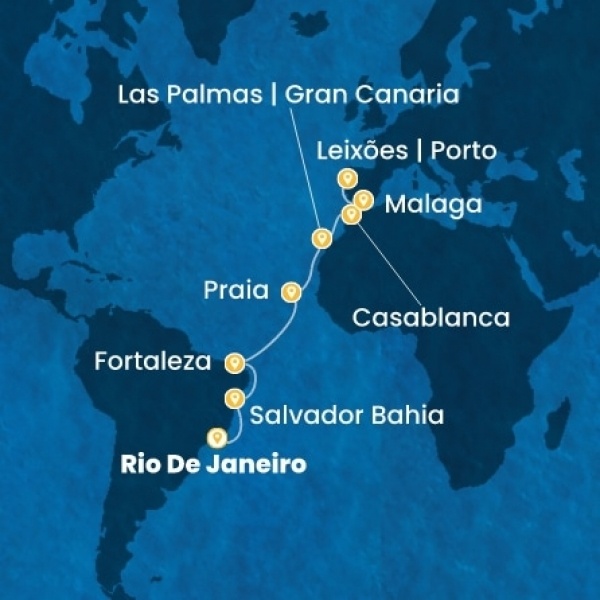 Costa Diadema - Brazília, Kanári-szigetek, Marokkó, Spanyolország, Portugália